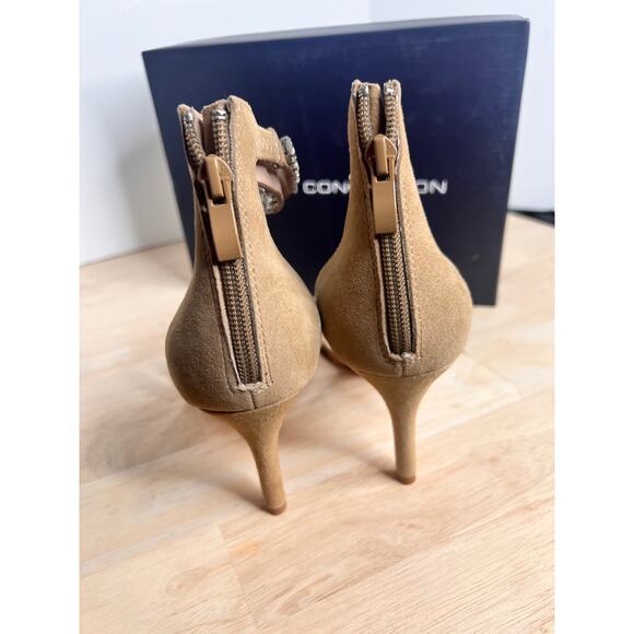 French Connection Leon Suede Jewel Heeled Dress Sandals Mocha Women's US 9 NWT - Picture 4 of 6